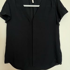 Rebecca Taylor black flutter sleeve blouse, size 6